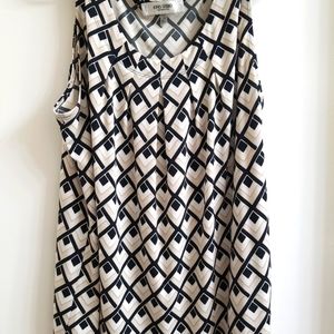 Plus Size Black, Tan and White Blouse